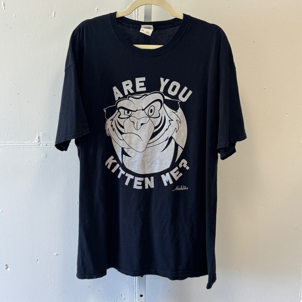 Disney Aladdin Rajah Are You Kitten Me T-Shirt Mens 2XL Black Fruit of the Loom